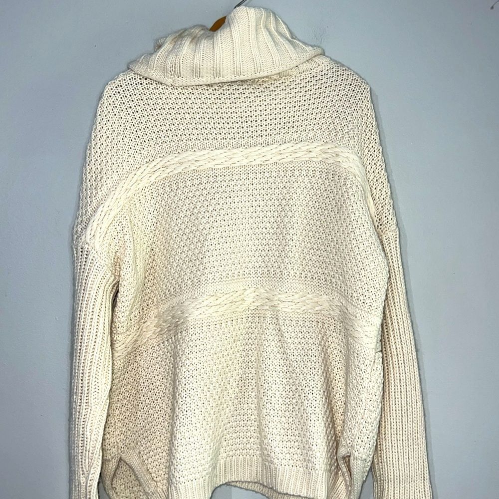 Urban Day Cowl Neck Chunky Beige Sweater Cable Knit size S Oversized - Picture 6 of 8